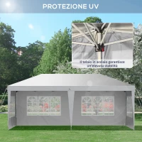Outsunny Gazebo da esterno bianco con Finestre Regolabile in Altezza e tende Removibili 5.9x3x2.7m(m-7)