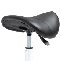 HOMCOM Tabouret à roulettes, tabouret de massage avec hauteur réglable 49-61 cm et selle ergonomique, chaise de travail à roulettes pivotant 360°, pour salon de massage, tatouage, clinique, spa, noir(m-8)