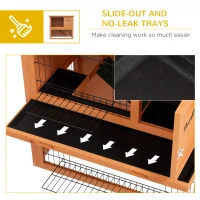 PawHut Two-Tier Antiseptic Wood Rabbit Hutch, 80cm Guinea Pig Hutch with Run - Orange(m-6)