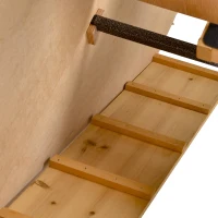 PawHut Gabbia per Conigli con Rampa e Area Aperta, Conigliera in Legno e Metallo su 2 Livelli, Giallo Chiaro, 89.5x45x81cm(m-9)