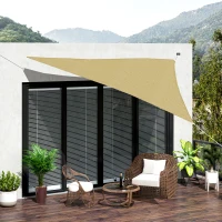 Outsunny Sun Shade Sail UV Resistant Outdoor Lawn Patio Shelter Garden Canopy Patip Shade Awning  (Triangle (3 Metre), Sand)(m-2)