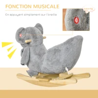 HOMCOM Jouet à Bascule Koala avec marionnette - Effet sonore Rugissement - Fauteuil intégré, Ceinture de sécurité - pour 18-36 mois - Bois peuplier Peluche Courte Polyester Gris(m-7)