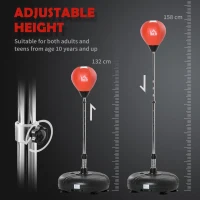 HOMCOM Punching Bag with Stand, 133-151cm Adjustable Height, for Teens, Red/Black(m-4)