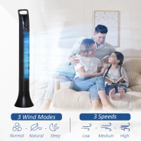 HOMCOM 36'' Freestanding Tower Fan, 3 Speed 3 Mode, 7.5h Timer, 70 Degree Oscillation, LED Panel, 5M Remote Controller, Black(m-5)