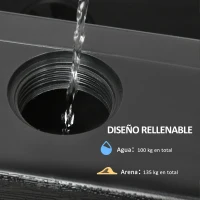 Outsunny Pesos para Base de Sombrilla en Cruz  4 Piezas Rellenables con 100 kg Agua o 135 kg Arena 98x98x18,5 cm Negro(m-5)