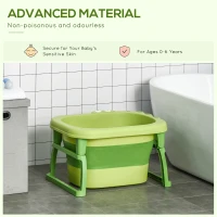HOMCOM Foldable Baby Bathtub, with Stool - Green(m-4)