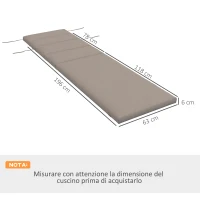 Outsunny Cuscino per Sdraio e Lettino Prendisole in Tessuto con Lacci di Fissaggio, Grigio Scuro(m-3)