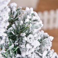 HOMCOM 4FT Prelit Artificial Snow Flocked Christmas Tree with Warm White LED Light, Holiday Home Xmas Decoration, Green White(m-8)