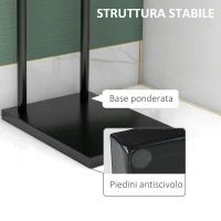 HOMCOM Porta Asciugamani Bagno da Terra Autoportante a 2 Bracci in Metallo, 35.5x20x78cm, Nero(m-6)