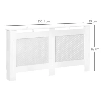 HOMCOM Copritermosifone in Legno MDF, Copertura per Termosifone Moderna con Ripiano Superiore Verniciato Bianco, 151.5x82x19 cm(m-3)