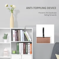 HOMCOM Sideboard Storage Cabinet Cupboard, Open Bookcase with 2 Doors 5 Compartments Wooden Modern Style for Living Room Bedroom Kitchen 80 x 23 x 123 cm, White(m-6)