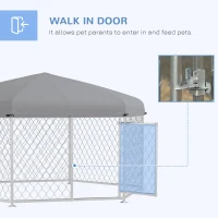 PawHut Dog Kennel and Run with Lockable Door, for Garden, Patio, Terrace, Large Dogs, 2.1 x 1.85 x 1.5m(m-7)