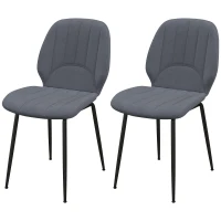 HOMCOM Velvet Dining Chairs Set of 2, 2 Piece Dining Room Chairs with Backrest, Padded Seat and Steel Legs, Dark Grey(m-11)