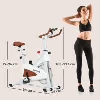 SPORTNOW Quiet Stationary Exercise Bike with Adjustable Resistance, Seat, White(m-3)