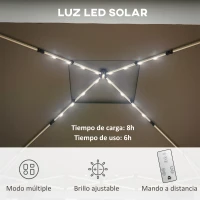 Outsunny Carpa Plegable 3x3 m con Doble Techo 4 Mosquiteras 20 Luces LED Solares Altura Ajustable Mando a Distancia Gris(m-4)