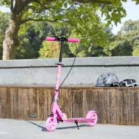 AIYAPLAY Scooter for Kids Aged 3-8 Years, with Adjustable Handle, Two Light Up Wheels, Handbrake, Rear Brake, Pink(m-10)
