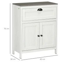 kleankin Bathroom Floor Cabinet, Freestanding Storage Cupboard with Drawer, Double Door Cabinet and Adjustable Shelf, White(m-3)