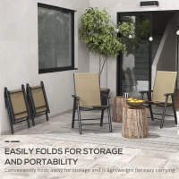 Outsunny Set of Four Folding Garden Chairs - Light Brown(m-5)