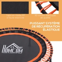 HOMCOM Trampoline de Fitness / gymnastique haute performance Ø 102 cm élastiques Bungee utilisation intérieure extérieure orange noir(m-5)