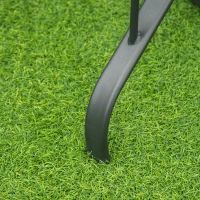 Outsunny Square Outdoor Garden Dining Table with Parasol Hole, Tempered Glass Top, Steel Frame for Garden, Lawn, Patio, Black(m-7)