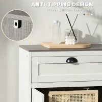 kleankin Bathroom Floor Cabinet, Freestanding Storage Cupboard with Drawer, Double Door Cabinet and Adjustable Shelf, White(m-6)