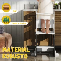 AIYAPLAY Torre de Aprendizaje Taburete Infantil con Pizarra Convertible en Mesa y Silla con Diseño de Coche Blanco y Gris(m-6)