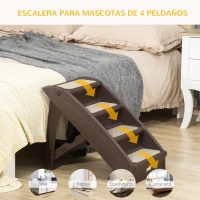 PawHut Escalón para Perros Gatos Portátil con Alfombras Antideslizantes para Cama Sofá Carga 20 kg 62x38x49,5 cm Marrón(m-7)