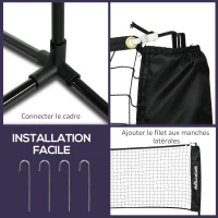 SPORTNOW Ensemble set complet de badminton, pickleball et volleyball, 3 en 1, jeux sport extérieur avec filet hauteur réglable(m-7)