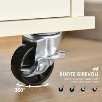 HOMCOM Isola per Cucina per Utensili e Accessori con Cassetti, Armadietto e Portasciugamani, 110x49.5x89.5 cm, Bianco(m-5)