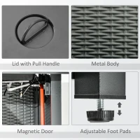 Outsunny Square Propane Gas Fire Pit Table, 40000 BTU Rattan Smokeless Firepit Patio Heater with Protective Cover, Lava Rocks and Lid, 71cm x 71cm x 62cm, Black(m-8)