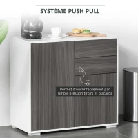 HOMCOM Meuble de rangement buffet commode armoire de rangement avec 2 tiroirs et 2 placards à portes, étagères réglables, pour salon, cuisine, chambre, 79 x 36 x 74 cm gris(m-6)