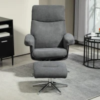 HOMCOM Velvet-Feel Recliner Chair and Ottoman - Dark Grey(m-7)