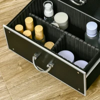 HOMCOM Valise trolley maquillage mallette cosmétique vanity poignée télescopique réglable 36L x 23l x 58H cm alu ABS noir(m-9)