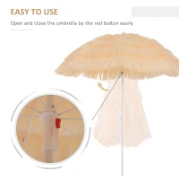 Outsunny 1.6m Patio Garden Hawaii Beach Sun Umbrella Sunshade Hawaiian Folding Tilting Crank Parasol (Wheat)(m-5)