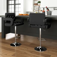 Set of 2 PU Leather Upholstered Swivel Bar Stool, Height Adjustable Barstool with Back, Armrest, Footrest for Kitchen(m-10)
