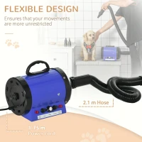 PawHut Soffiatore per Cani e Gatti Asciugatrice per Animali Domestici 2400W Temperatura Intensità Aria Regolabile, Nero(m-7)