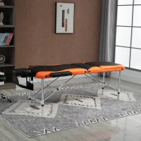 HOMCOM Foldable Massage Table Professional Salon SPA Facial Couch Bed Black and Orange(m-2)