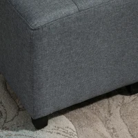 HOMCOM Linen-Look Square Ottoman Footstool w/ Button Tufts Wood Frame Padding Fabric Upholstered Stylish Home Furniture Footrest Side Table Grey(m-8)