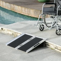 HOMCOM Rampe de Fauteuil Roulant Rampe de Chargement Rampe d'accès antidérapante Pliable avec Bordures de sécurité alu. Noir(m-2)