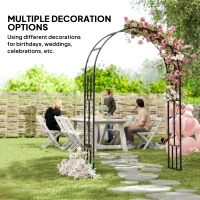 Outsunny Steel Garden Arch, 2.2m High x 1.5m Wide Metal Garden Trellis for Climbing Plants Roses Wisteria Vines, Outdoor Wedding Arch for Bridal Party Ceremony Decoration, Black(m-6)