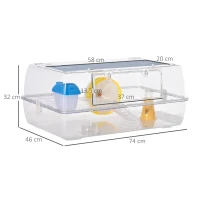 PawHut Hamster Cage, 2 Tier Gerbil Cage with Running Wheel, Water Bottle, Dish(m-3)