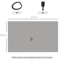 Outsunny 4 parois latérales pour pavillon de jardin tonnelle rigide 300 x 400 cm protéger de la pluie vent soleil gris(m-3)