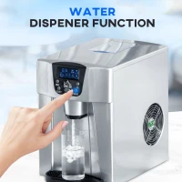 HOMCOM 3L Ice Maker Machine and Water Dispenser, 12kg in 24H, 2 Sizes 9 Ice Cubes Ready in 6-10 Mins Ice Machine, Silver(m-5)