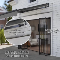 Outsunny 2.5 x 2m Electric Awning with Remote Controller, Aluminium Frame DIY Retractable Awning, UV30+ Sun Shade Canopy for Garden Patio Deck Door Window, Dark Grey(m-7)
