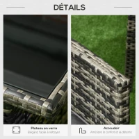 Outsunny Ensemble salon de jardin 6 pièces avec grande table rectangulaire 1 canapé 3 places 2 fauteuils 2 tabourets(m-6)