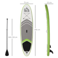 HOMCOM Tavola SUP Gonfiabile con Accessori Inclusi, Tavola da Surf Stand Up Paddle Board per Adulti e Teenager, 305x75x15cm Verde e Bianco(m-3)