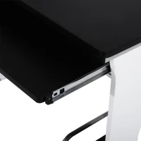 Vinsetto Scrivania per Computer con Ripiano, Cassetto e Armadietto, in MDF e Ferro, 100x52x75 cm, Bianca e Nera(m-7)