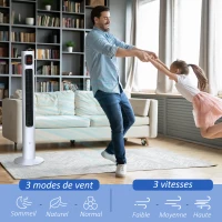 HOMCOM Ventilateur colonne oscillation 70° minuterie 12h panneau de capteur LED 45W télécomande 2 modes de contrôle blanc(m-4)