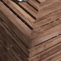 Outsunny Coffre de rangement extérieure 2 en 1 pour base de parasol, table d'appoint de terrasse avec trou pour parasol en bois(m-9)