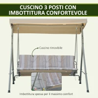 Outsunny Dondolo da Giardino 3 Posti in Acciaio con Tetto Regolabile, Cuscini e Braccioli, 172x110x156cm(m-5)